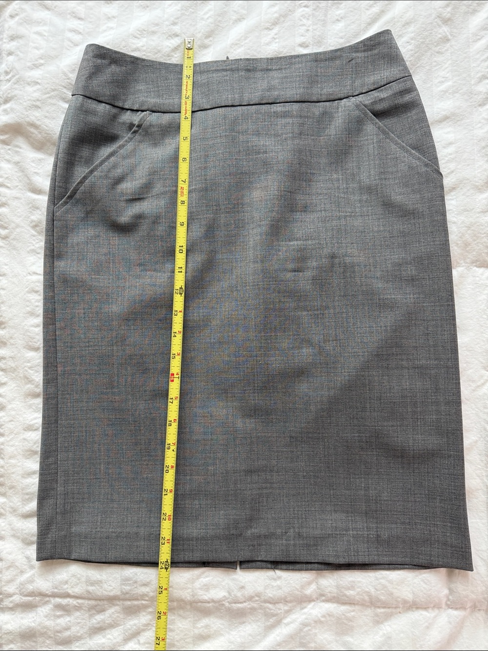Classic Gray Pencil Skirt with Subtle Front Pockets